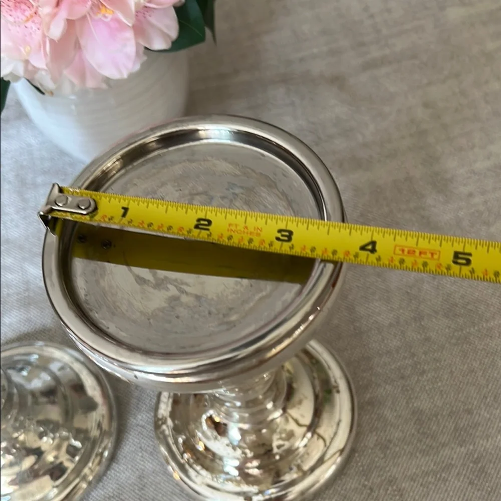 Crate&Barrel Distressed Silver Candle Holders